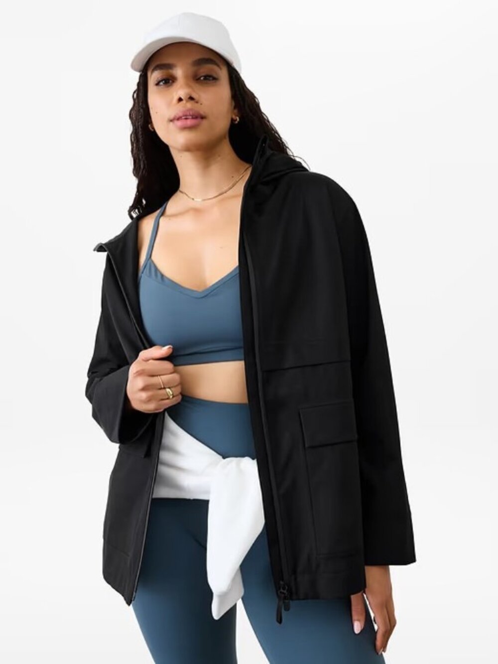 New Athleta M Utility Rain Jacket Black Medium Regular
